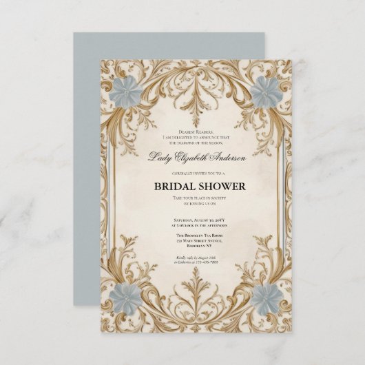 リージェンシーエラ花模様ブリジェルトンブライダルシャワーInvite 招待状 (正面/裏面)