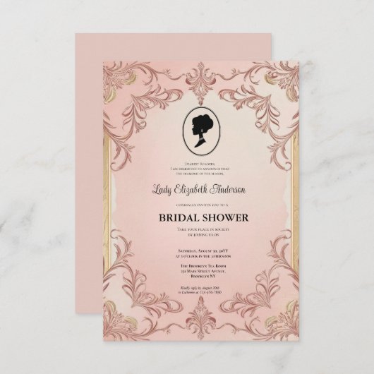 リージェンシーエラ花模様ブリジェルトンブライダルシャワーInvite 招待状 (正面/裏面)