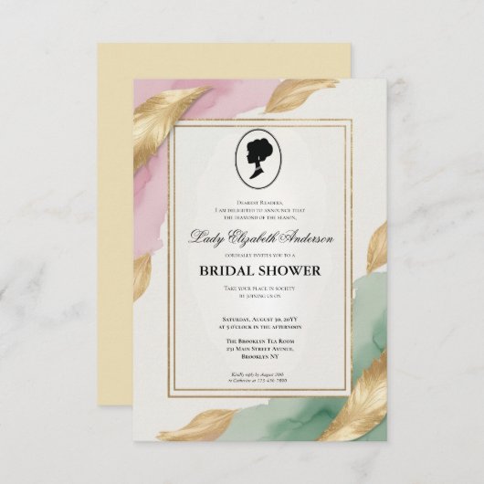 リージェンシーエラ花模様ブリジェルトンブライダルシャワーInvite 招待状 (正面/裏面)