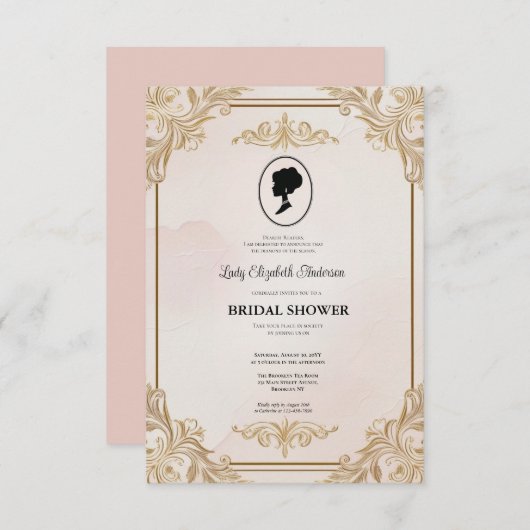 リージェンシーエラ花模様ブリジェルトンブライダルシャワーInvite 招待状 (正面/裏面)