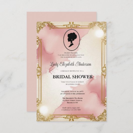 リージェンシーエラ花模様ブリジェルトンブライダルシャワーInvite 招待状 (正面/裏面)