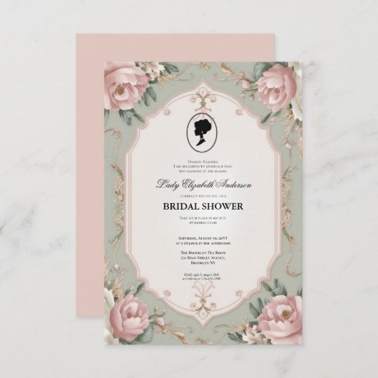 リージェンシーエラ花模様ブリジェルトンブライダルシャワーInvite 招待状 (正面/裏面)