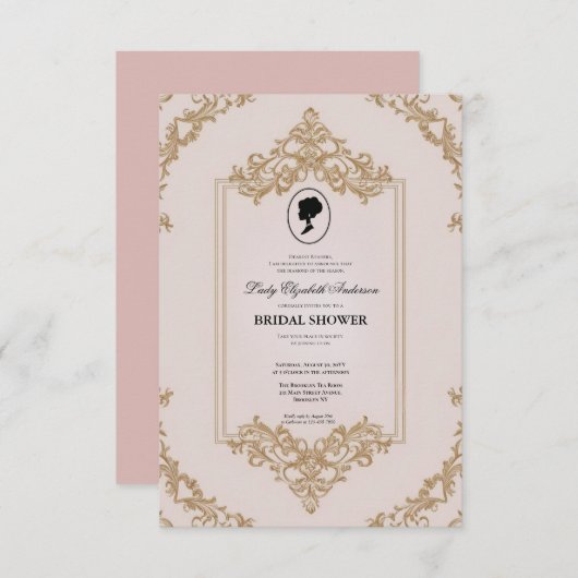 リージェンシーエラ花模様ブリジェルトンブライダルシャワーInvite 招待状 (正面/裏面)