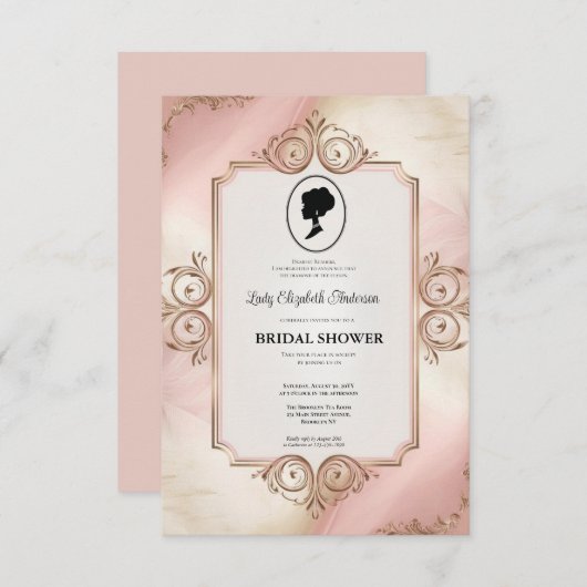 リージェンシーエラ花模様ブリジェルトンブライダルシャワーInvite 招待状 (正面/裏面)