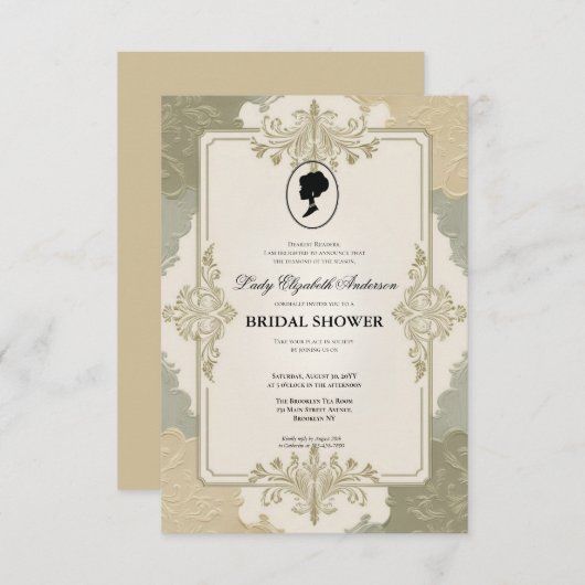 リージェンシーエラ花模様ブリジェルトンブライダルシャワーInvite 招待状 (正面/裏面)