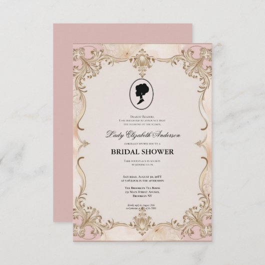 リージェンシーエラ花模様ブリジェルトンブライダルシャワーInvite 招待状 (正面/裏面)