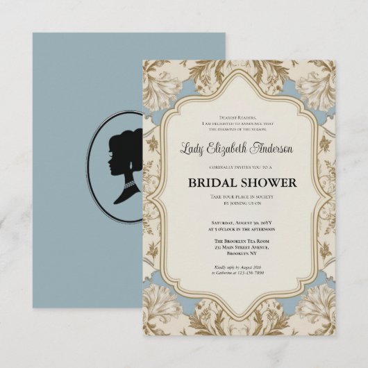 リージェンシーエラ金ゴールドブリジェルトンブライダルシャワーInvite 招待状 (正面/裏面)
