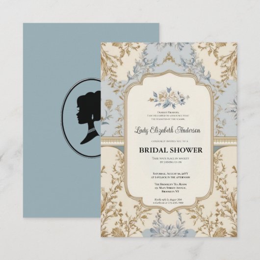 リージェンシーエラ金ゴールドブリジェルトンブライダルシャワーInvite 招待状 (正面/裏面)