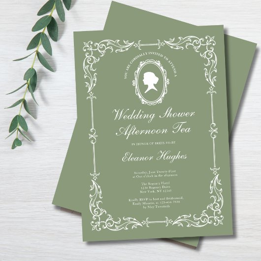 リージェンシーエレガントアフタヌーンティーウェディングシャワー 招待状