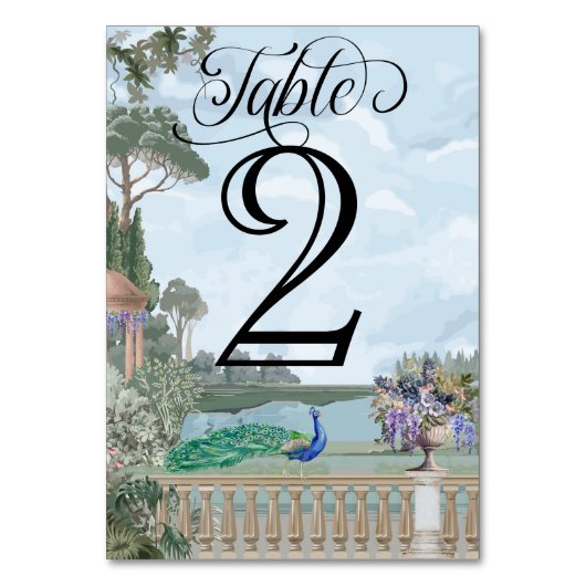 リージェンシーエレガントエラピーコックヴィンテージ庭園の結婚式 テーブルナンバー (正面)