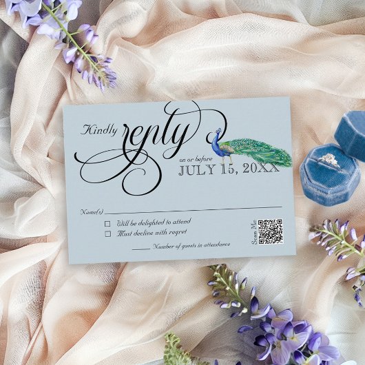 リージェンシーエレガントエラピーコックヴィンテージ庭園の結婚式 出欠カード