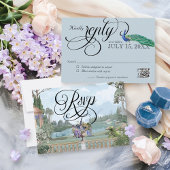 リージェンシーエレガントエラピーコックヴィンテージ庭園の結婚式 出欠カード