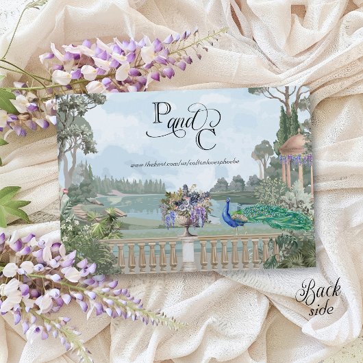 リージェンシーエレガントエラピーコックヴィンテージ庭園の結婚式 招待状