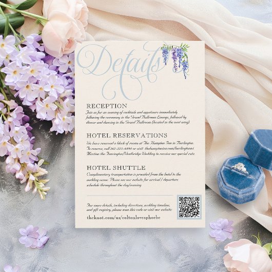 リージェンシーエレガントピーコック庭園の結婚式詳細 エンクロージャーカード