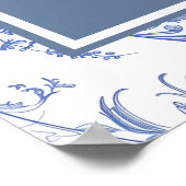 リージェンシーエレガントブルーフローラ誕生日ウェルカムサイン ポスター (角)