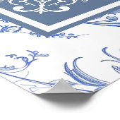 リージェンシーエレガントブルーフローラ誕生日ウェルカムサイン ポスター (角)