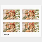 リージェンシークリスマスカップルヴィンテージスタイルギフト 長方形シール (シート)