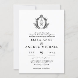 リージェンシークレストモノグラム白黒結婚ズ 招待状