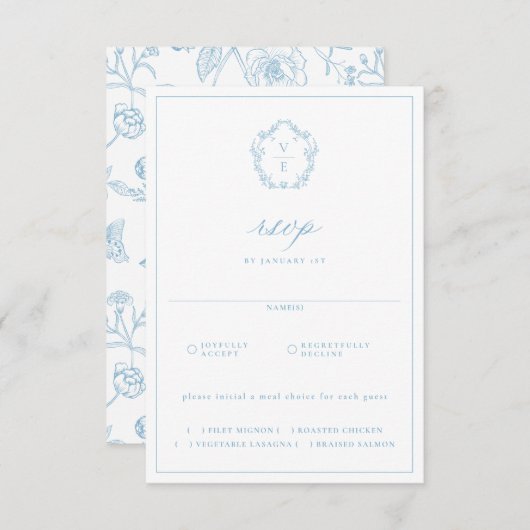 リージェンシークレストライトブルーミールチョイス結婚ズ 出欠カード (正面/裏面)