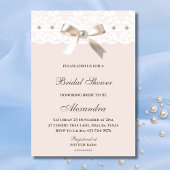 リージェンシーピンクボウパールホワイトレースブライダルシャワー 招待状