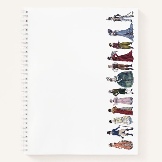 リージェンシーファッションヒストリカルジェーンオースティン8.5x11 ノートブック (正面)