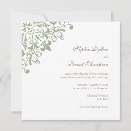 リージェンシーフランスのグリーン（紋章の）フラ・ダ・リパターンスクエア 招待状