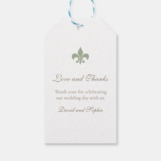 リージェンシーフランスのグリーン（紋章の）フラ・ダ・リメ結婚ルシーズ ギフトタグ (裏面)