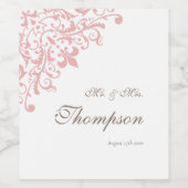 リージェンシーフランスのピンク（紋章の）フラ・ダ・リウェディングレセプション ワインラベル (シングルラベル)