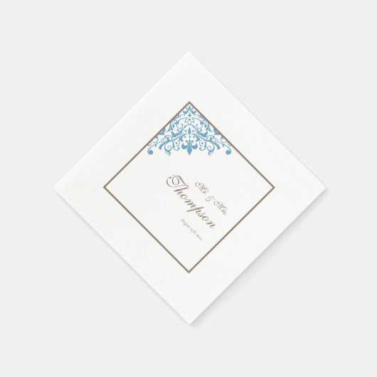 リージェンシーフランスのブルー(紋章の)フラ・ダ・リウェディングレセプション スタンダードカクテルナプキン (角)