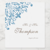 リージェンシーフランスのブルー（紋章の）フラ・ダ・リウェディングレセプション ワインラベル (シングルラベル)