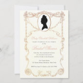 リージェンシーブライダルシャワーヴィンテージフレームピンクスクリプト 招待状 (正面)