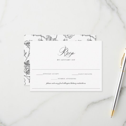 リージェンシーブラックアレルギーダイエット制結婚限値 出欠カード (正面/裏面インサイチュ)