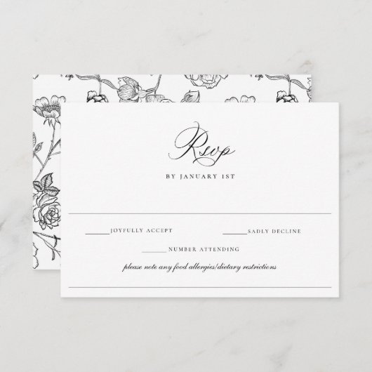 リージェンシーブラックアレルギーダイエット制結婚限値 出欠カード (正面/裏面)