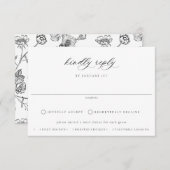 リージェンシーブラックフローラミールチョイス結婚ズ 出欠カード (正面/裏面)