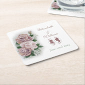 リージェンシーブリジェルトンピンクローゼスカメオス スクエアペーパーコースター (アングル)