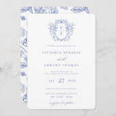 リージェンシーブルークレストモノグラム招待状 招待状 (正面/裏面)