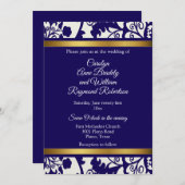 リージェンシーブルーダマスクウェディング 招待状 (正面/裏面)