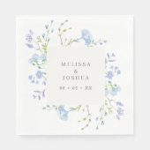 リージェンシーライトブルーウォーターカラー花模様結婚ズ スタンダードランチョンナプキン (正面)