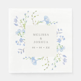 リージェンシーライトブルーウォーターカラー花模様結婚ズ スタンダードランチョンナプキン