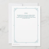 リージェンシーヴィンテージをテーマにした結婚式の保存日付ティール（緑がかった色） 招待状 (裏面)