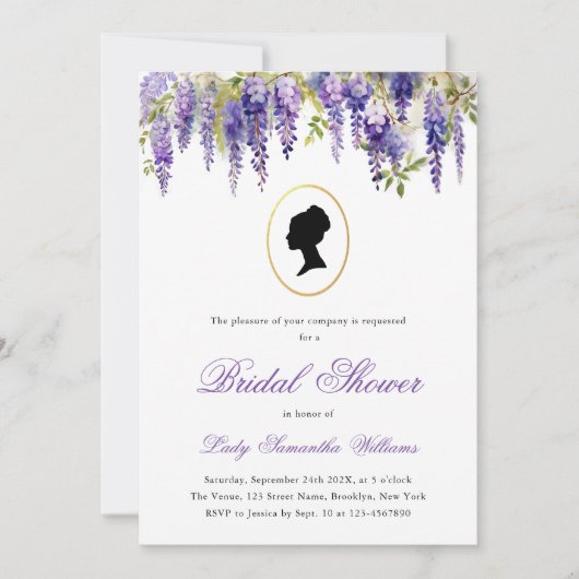 リージェンシーヴィンテージフローラフステリアブライダルシャワー 招待状 (正面)