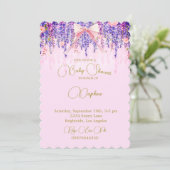 リージェンシーヴィンテージベビーシャワーラベンダーフローラボウ 招待状 (スタンド正面)