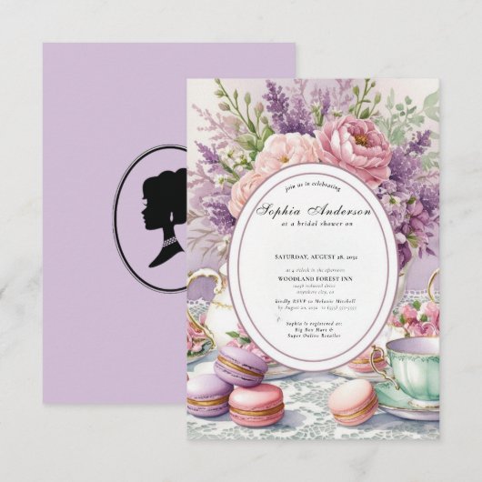 リージェンシー時代の花 ブリジャートン ブライダルシャワー 招待状 (正面/裏面)