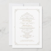 リージェンシー結婚式招待状ヴィンテージをテーマにした金ゴールド 招待状 (正面)