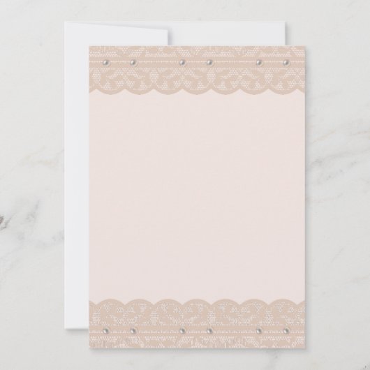 リージェンシー赤面ピンクボウパールレースブライダルシャワー 招待状 (裏面)