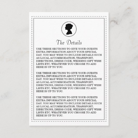 リージェンシー・ウェディングの詳細カード エンクロージャーカード (正面)