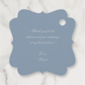 リージェンシー ダスティーブルー エレガント クレスト ブライダルシャワー フェイバータグ (裏面)