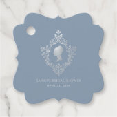 リージェンシー ダスティーブルー エレガント クレスト ブライダルシャワー フェイバータグ (正面)