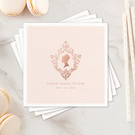 リージェンシー ピンク エレガント ヴィンテージ クレスト ブライダル シャワー スタンダードカクテルナプキン