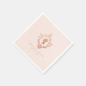 リージェンシー ピンク エレガント ヴィンテージ クレスト ブライダル シャワー スタンダードカクテルナプキン (角)